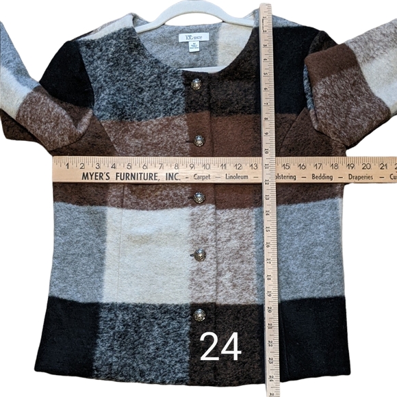 The Tog shop wool blend blazer cardigan checkered button front M - Picture 4 of 6